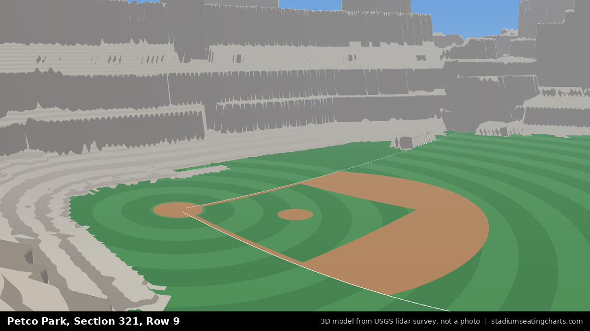 View from Petco Park Section 321, Row 9, looking toward the pitcher's mound