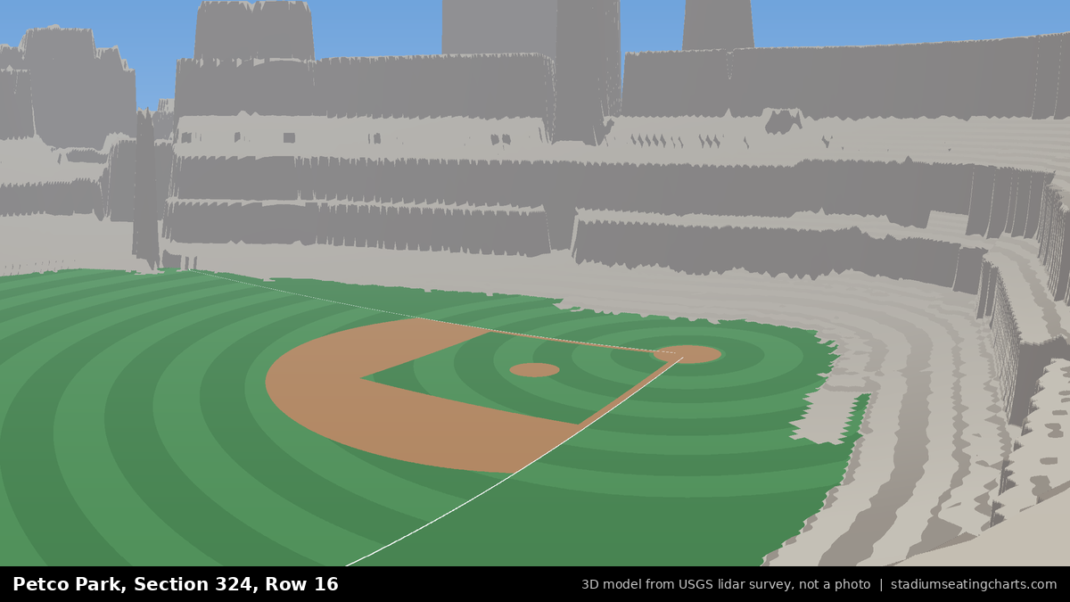 View from Petco Park Section 324, Row 16, looking toward the pitcher's mound