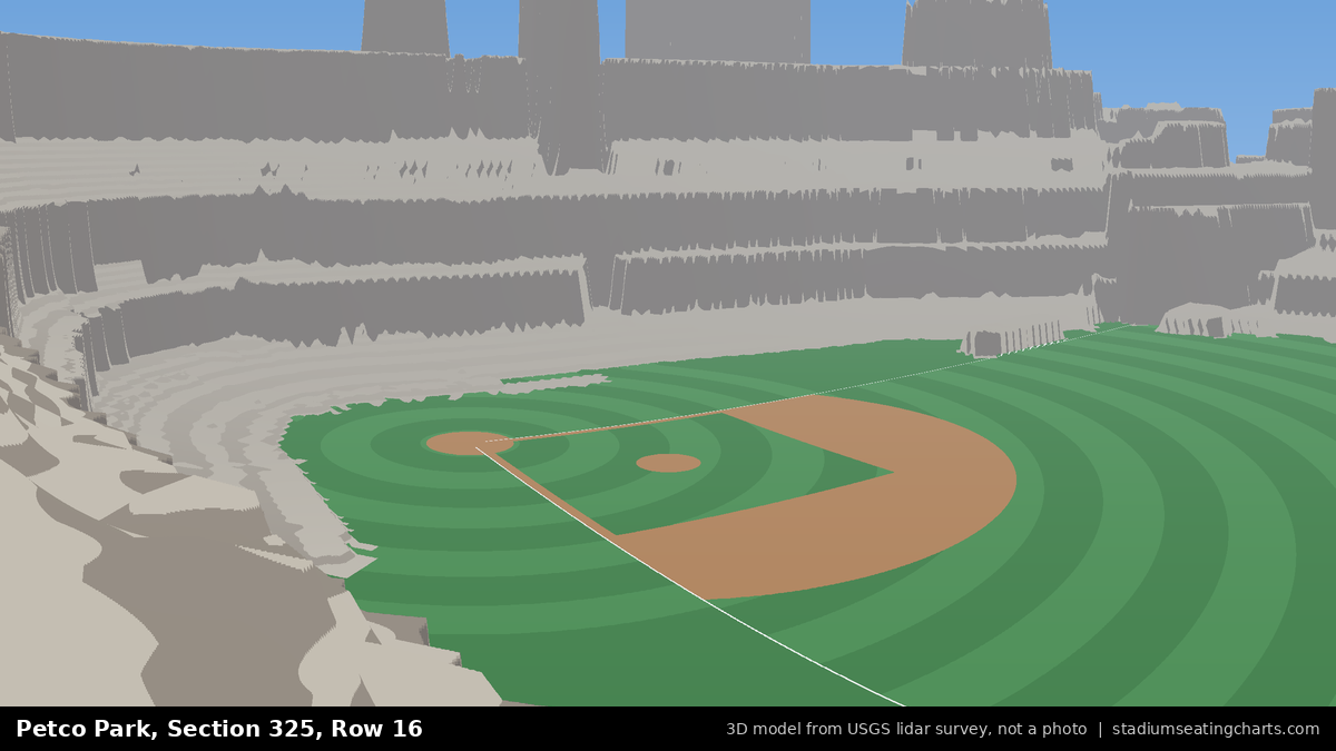 View from Petco Park Section 325, Row 16, looking toward the pitcher's mound