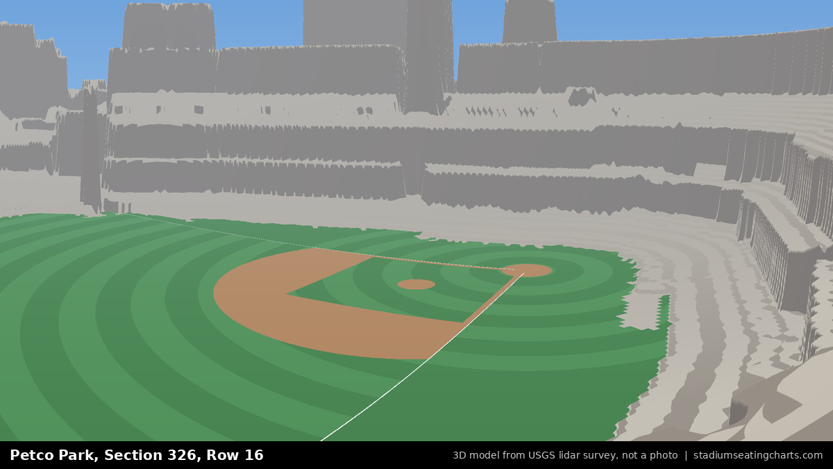 View from Petco Park Section 326, Row 16, looking toward the pitcher's mound