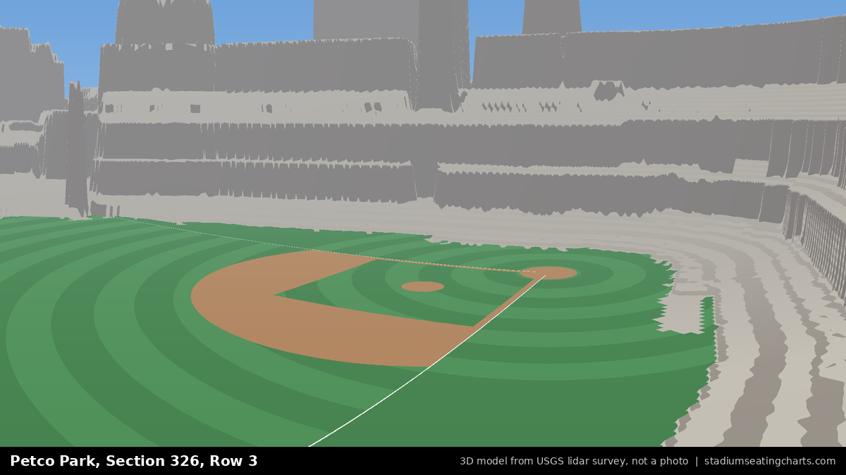 View from Petco Park Section 326, Row 3, looking toward the pitcher's mound