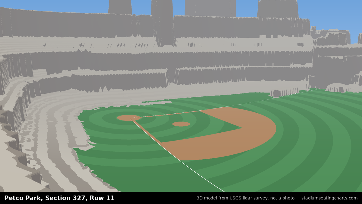 View from Petco Park Section 327, Row 11, looking toward the pitcher's mound
