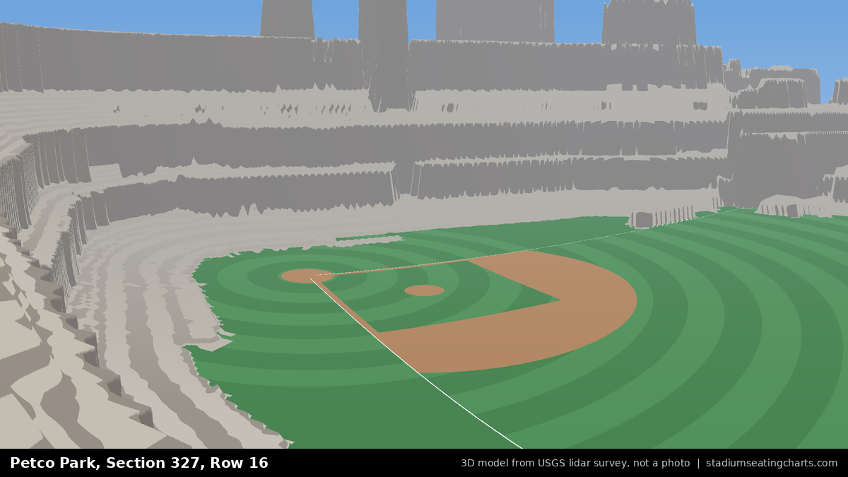 View from Petco Park Section 327, Row 16, looking toward the pitcher's mound