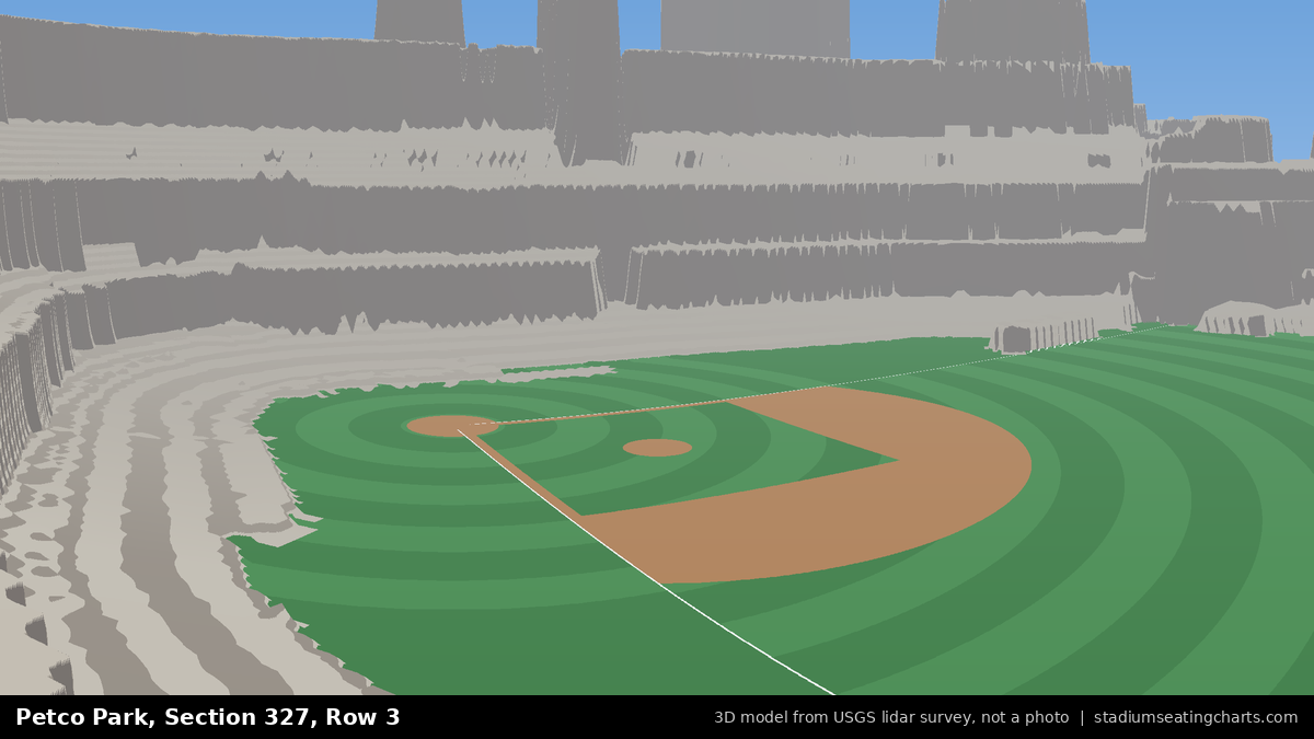 View from Petco Park Section 327, Row 3, looking toward the pitcher's mound