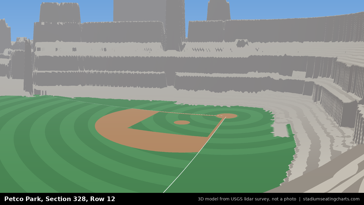 View from Petco Park Section 328, Row 12, looking toward the pitcher's mound