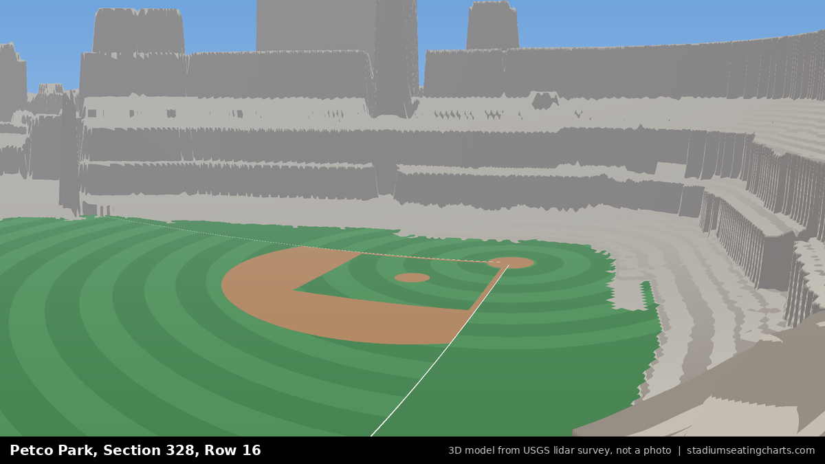 View from Petco Park Section 328, Row 16, looking toward the pitcher's mound