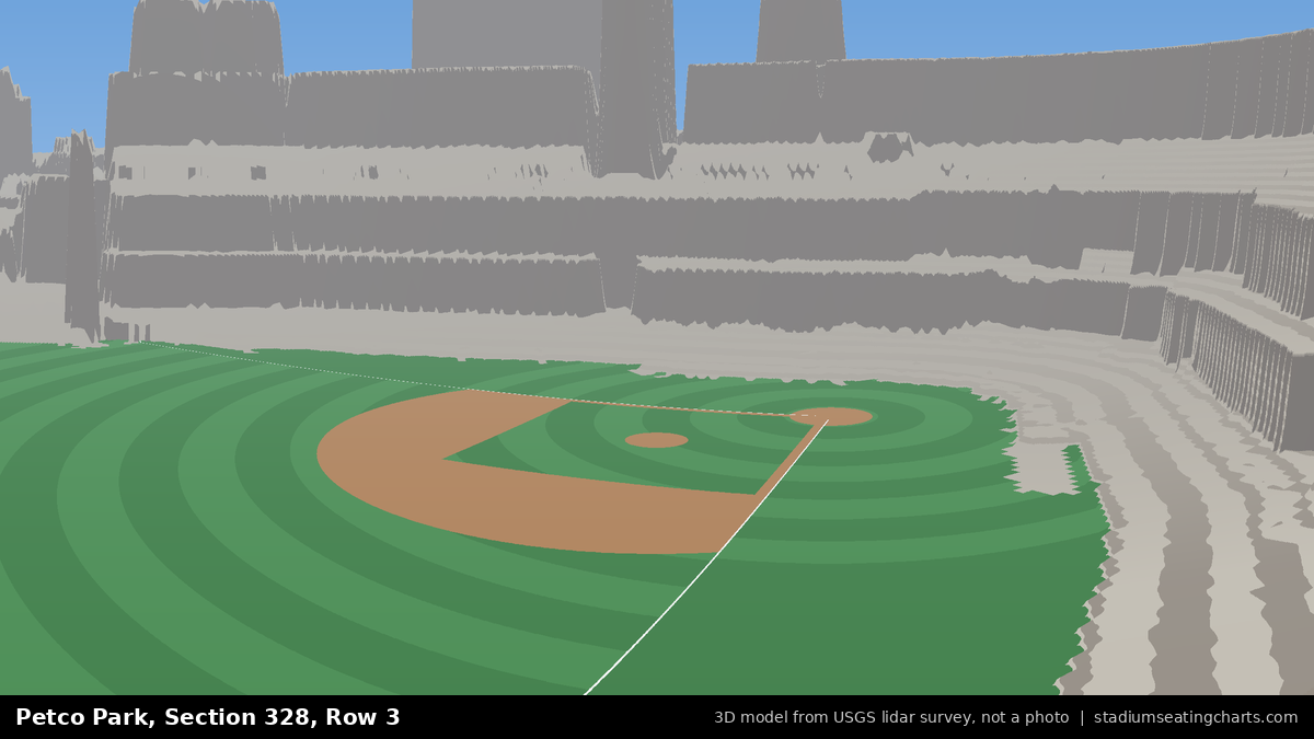View from Petco Park Section 328, Row 3, looking toward the pitcher's mound