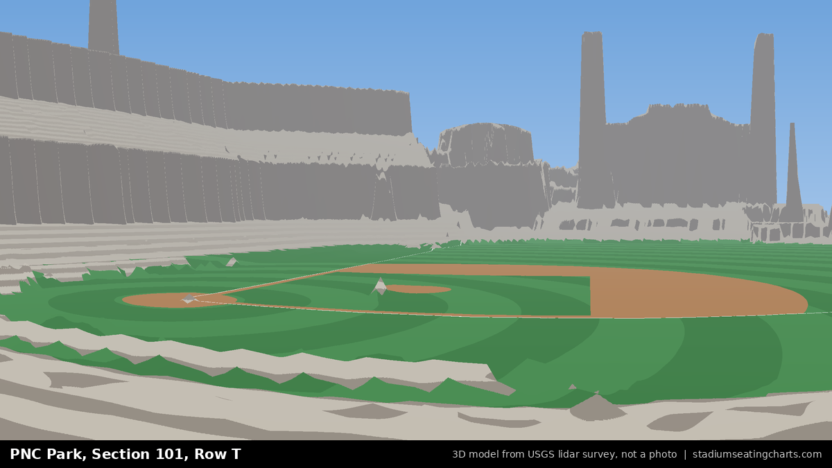 View from PNC Park Section 101, Row T, looking toward the pitcher's mound