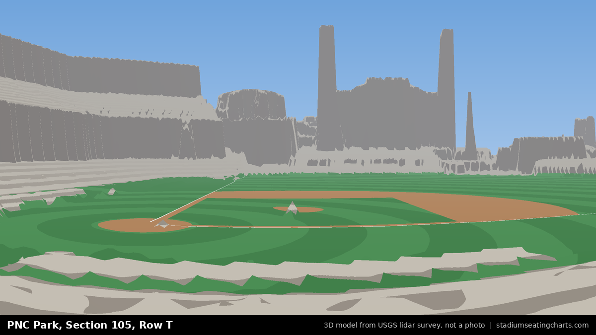 View from PNC Park Section 105, Row T, looking toward the pitcher's mound