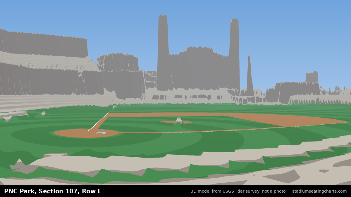 View from PNC Park Section 107, Row L, looking toward the pitcher's mound