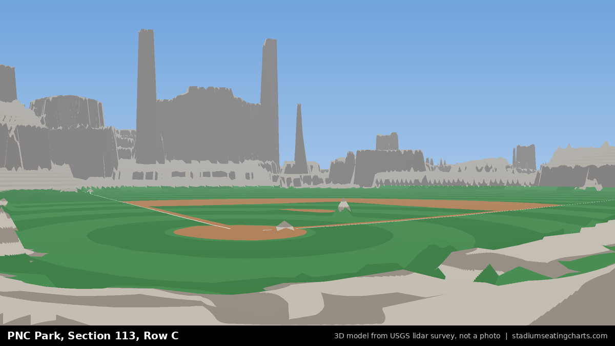 View from PNC Park Section 113, Row C, looking toward the pitcher's mound
