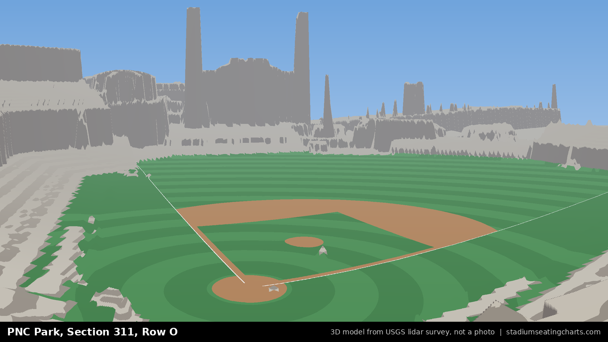 View from PNC Park Section 311, Row O, looking toward the pitcher's mound