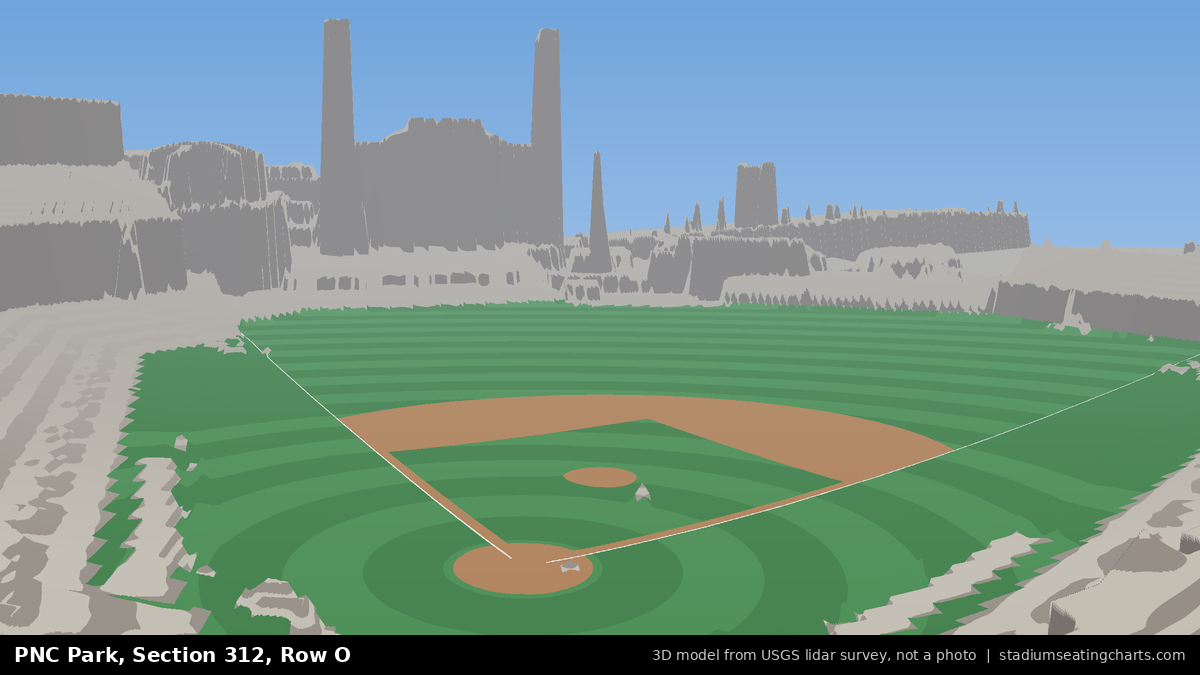 View from PNC Park Section 312, Row O, looking toward the pitcher's mound