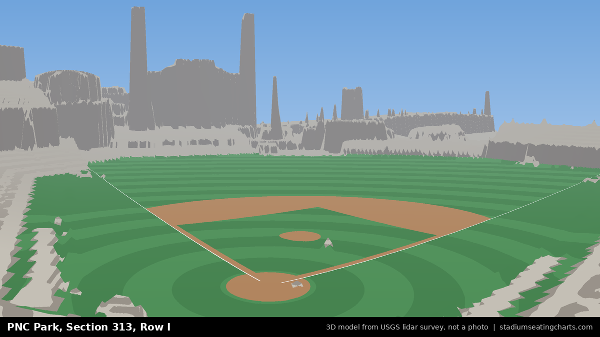 View from PNC Park Section 313, Row I, looking toward the pitcher's mound