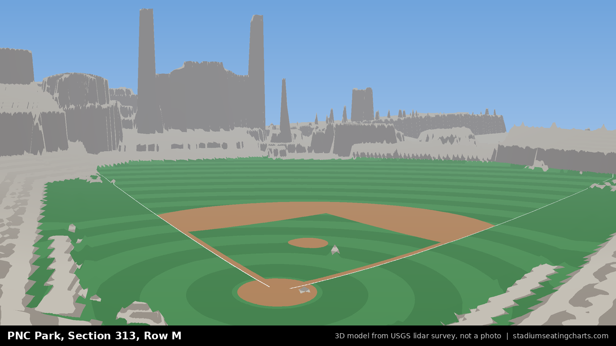 View from PNC Park Section 313, Row M, looking toward the pitcher's mound
