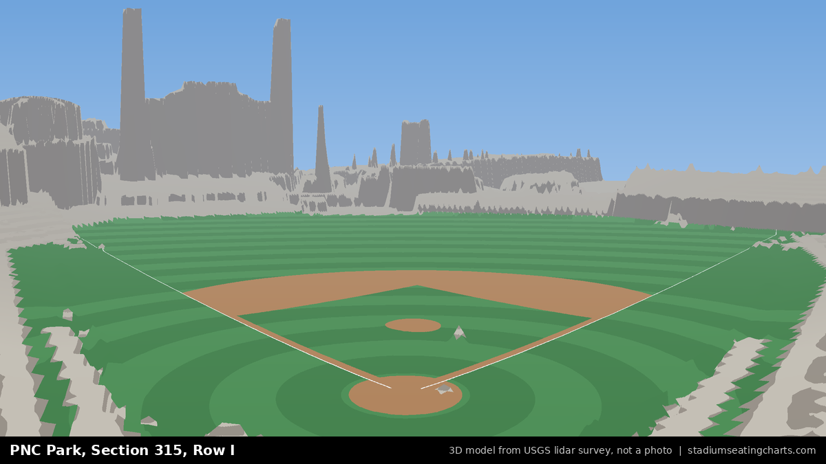 View from PNC Park Section 315, Row I, looking toward the pitcher's mound