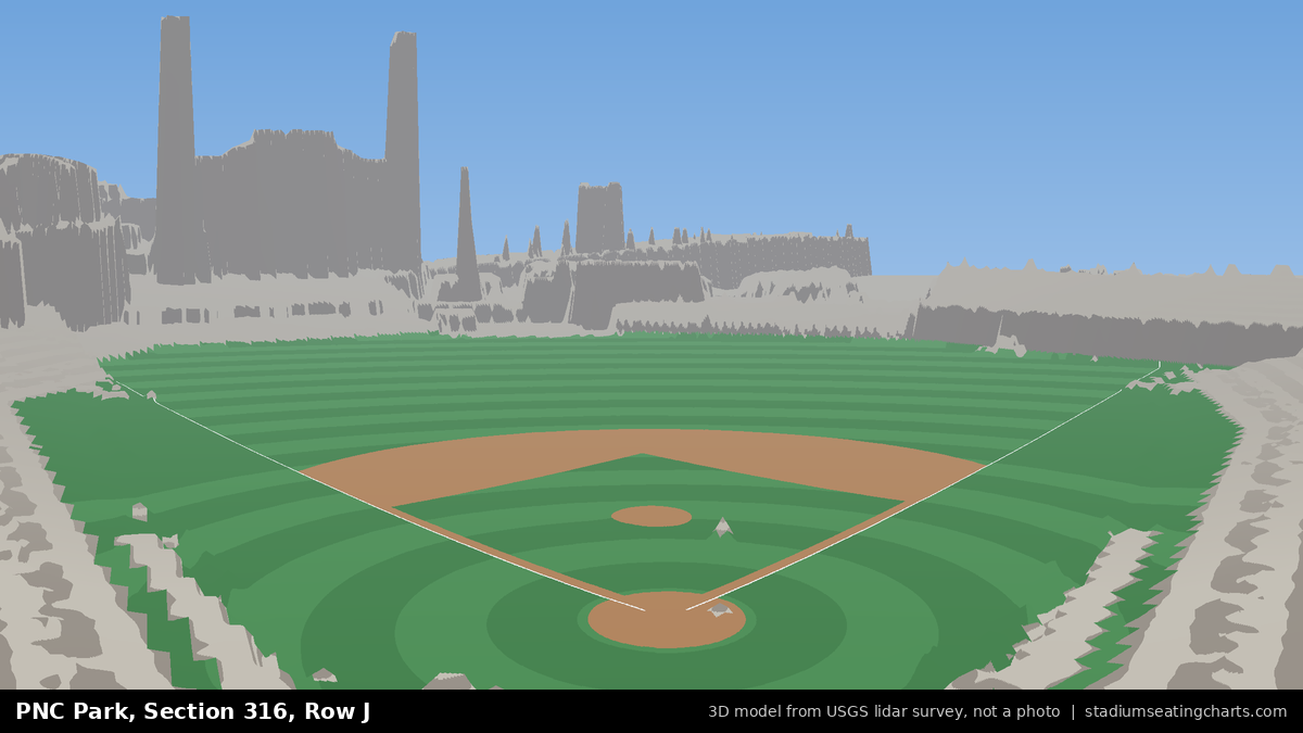 View from PNC Park Section 316, Row J, looking toward the pitcher's mound