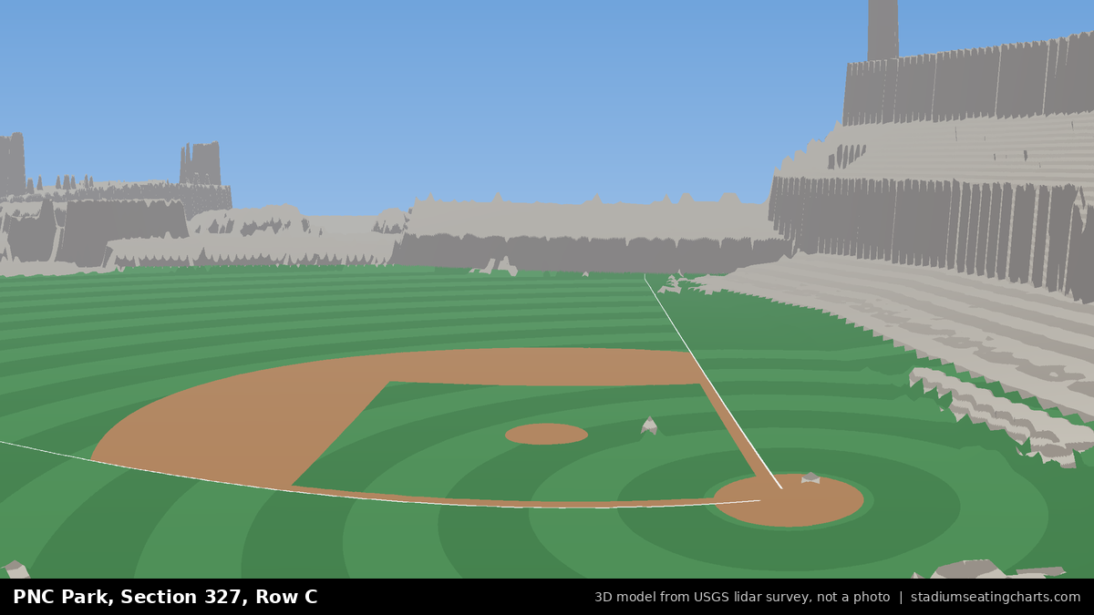 View from PNC Park Section 327, Row C, looking toward the pitcher's mound