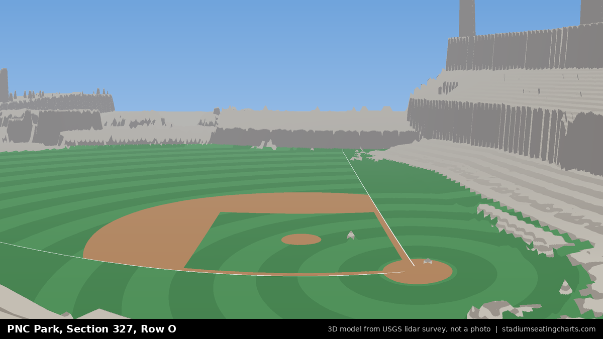 View from PNC Park Section 327, Row O, looking toward the pitcher's mound