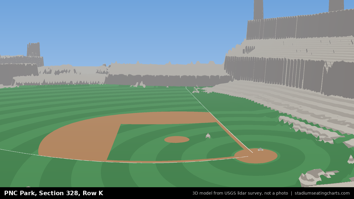 View from PNC Park Section 328, Row K, looking toward the pitcher's mound