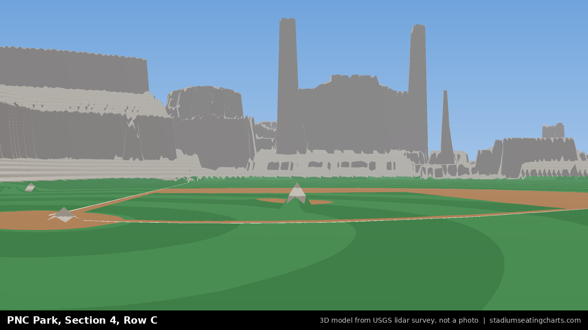 View from PNC Park Section 4, Row C, looking toward the pitcher's mound