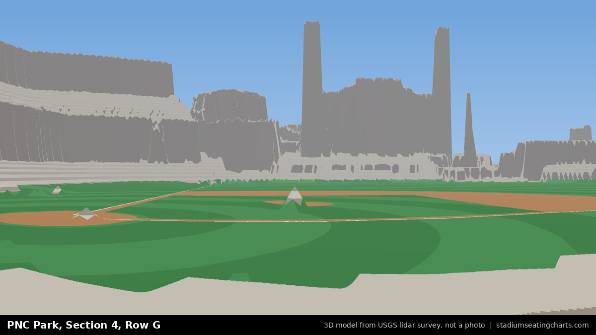 View from PNC Park Section 4, Row G, looking toward the pitcher's mound