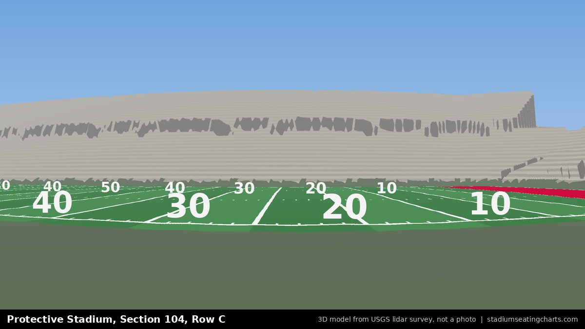 View from Protective Stadium Section 104, Row C, looking toward the field