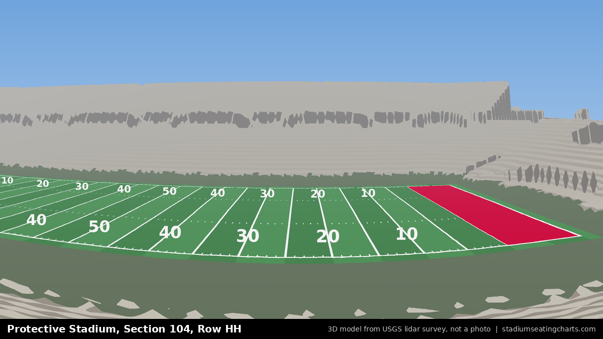 View from Protective Stadium Section 104, Row HH, looking toward the field