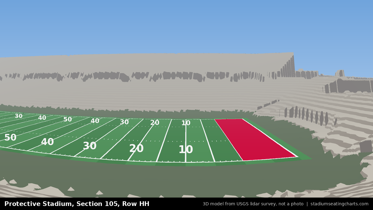 View from Protective Stadium Section 105, Row HH, looking toward the field