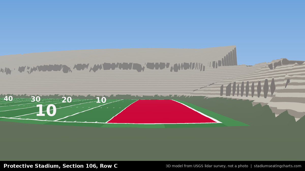 View from Protective Stadium Section 106, Row C, looking toward the field