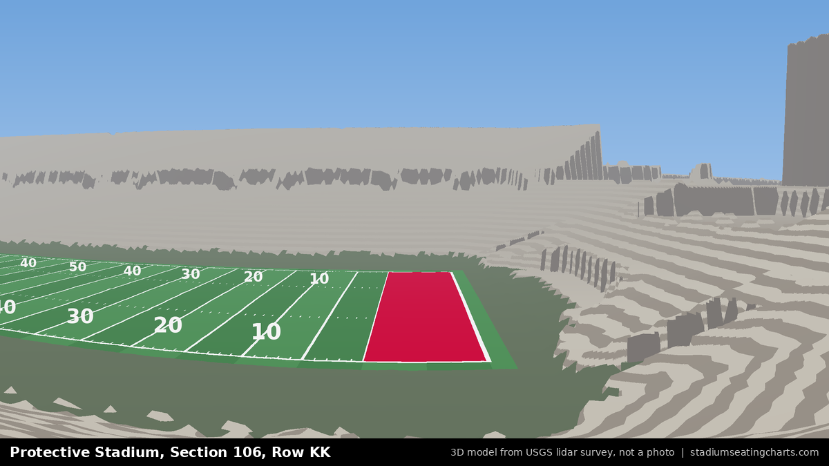 View from Protective Stadium Section 106, Row KK, looking toward the field