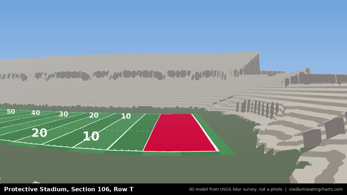 View from Protective Stadium Section 106, Row T, looking toward the field