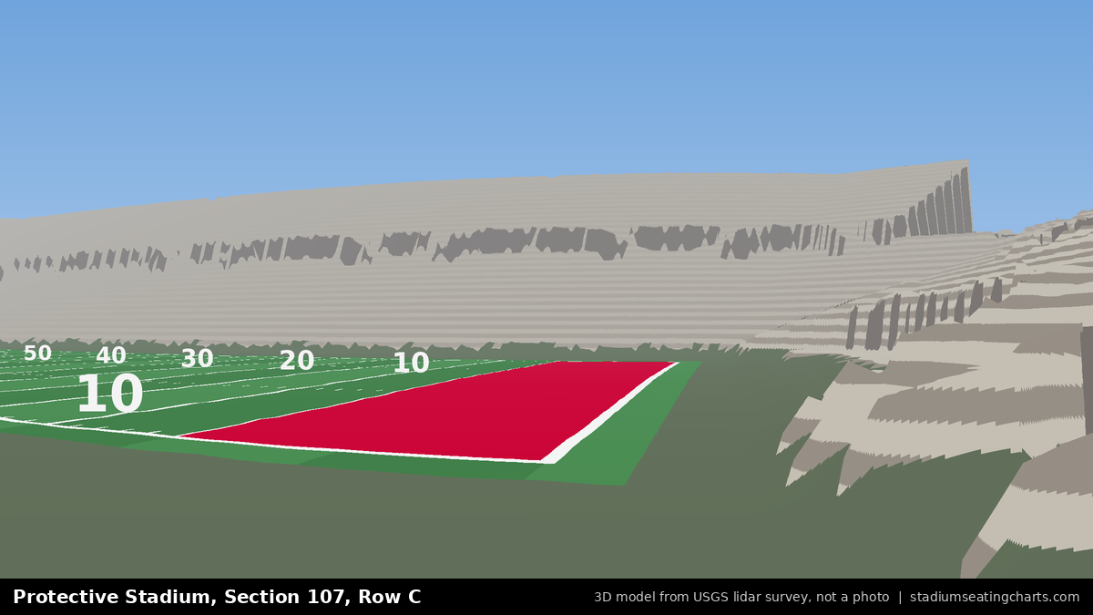 View from Protective Stadium Section 107, Row C, looking toward the field