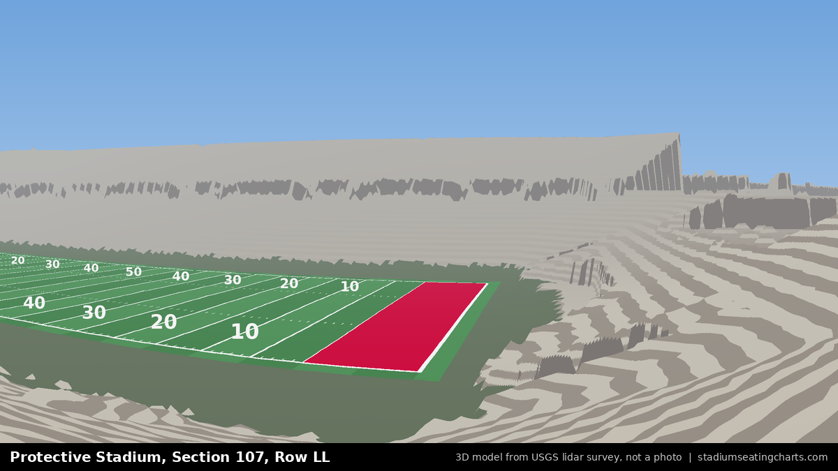 View from Protective Stadium Section 107, Row LL, looking toward the field