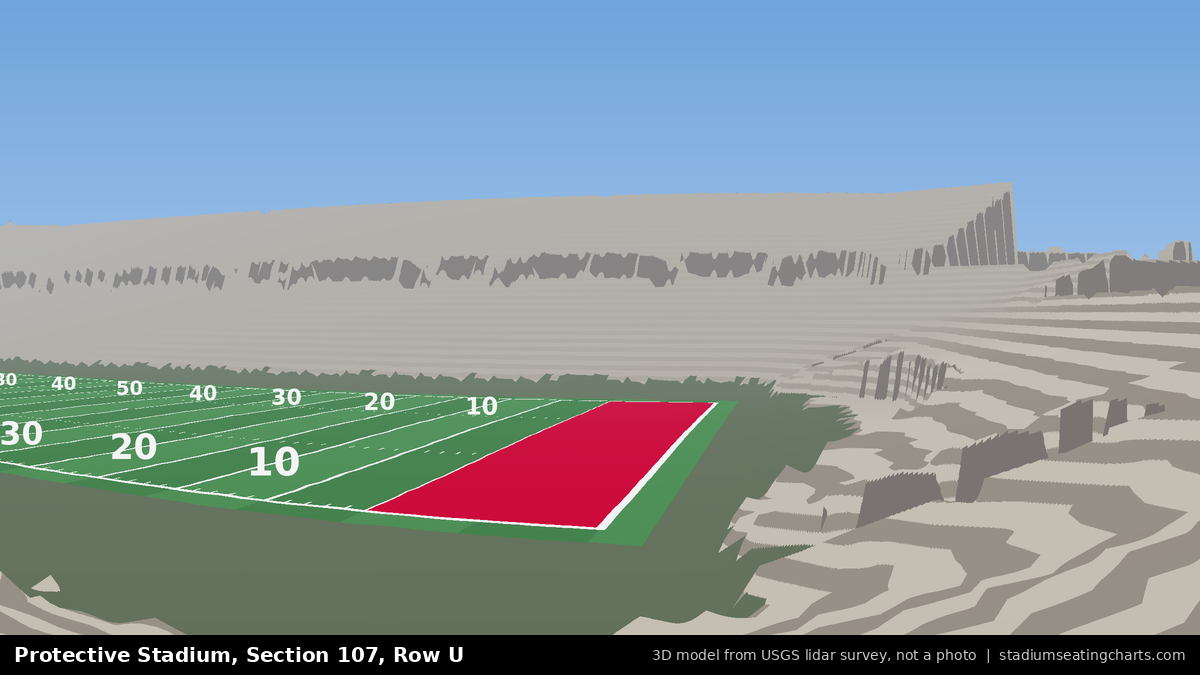 View from Protective Stadium Section 107, Row U, looking toward the field