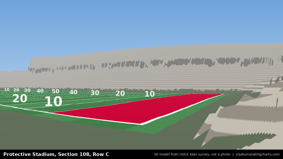 View from Protective Stadium Section 108, Row C, looking toward the field
