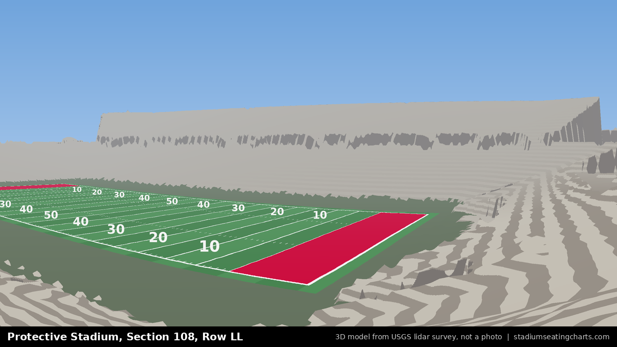 View from Protective Stadium Section 108, Row LL, looking toward the field