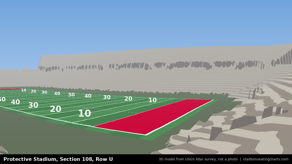 View from Protective Stadium Section 108, Row U, looking toward the field