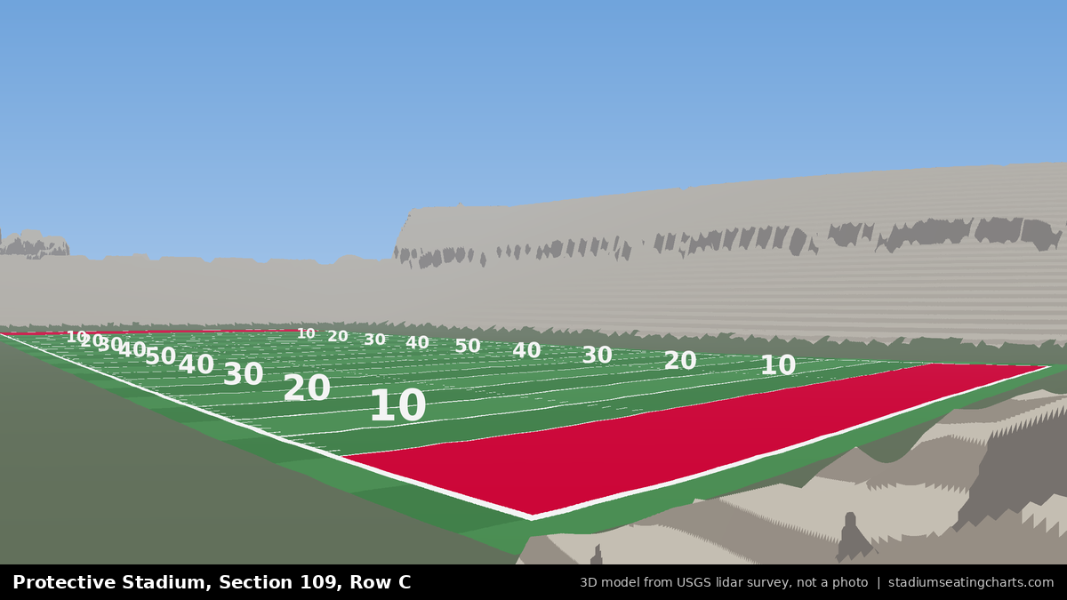 View from Protective Stadium Section 109, Row C, looking toward the field