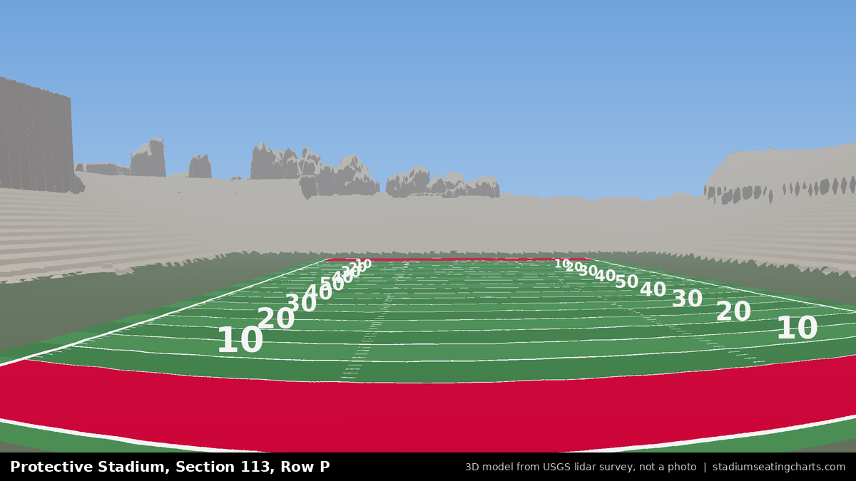 View from Protective Stadium Section 113, Row P, looking toward the field