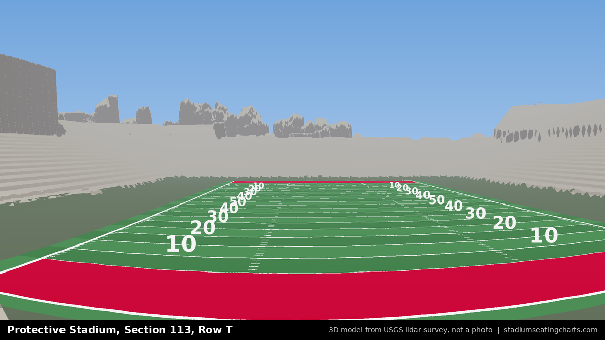 View from Protective Stadium Section 113, Row T, looking toward the field