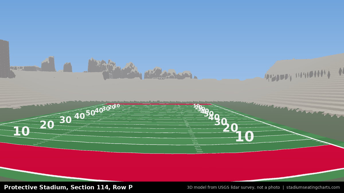 View from Protective Stadium Section 114, Row P, looking toward the field