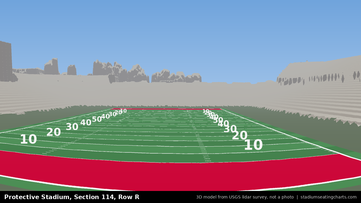 View from Protective Stadium Section 114, Row R, looking toward the field