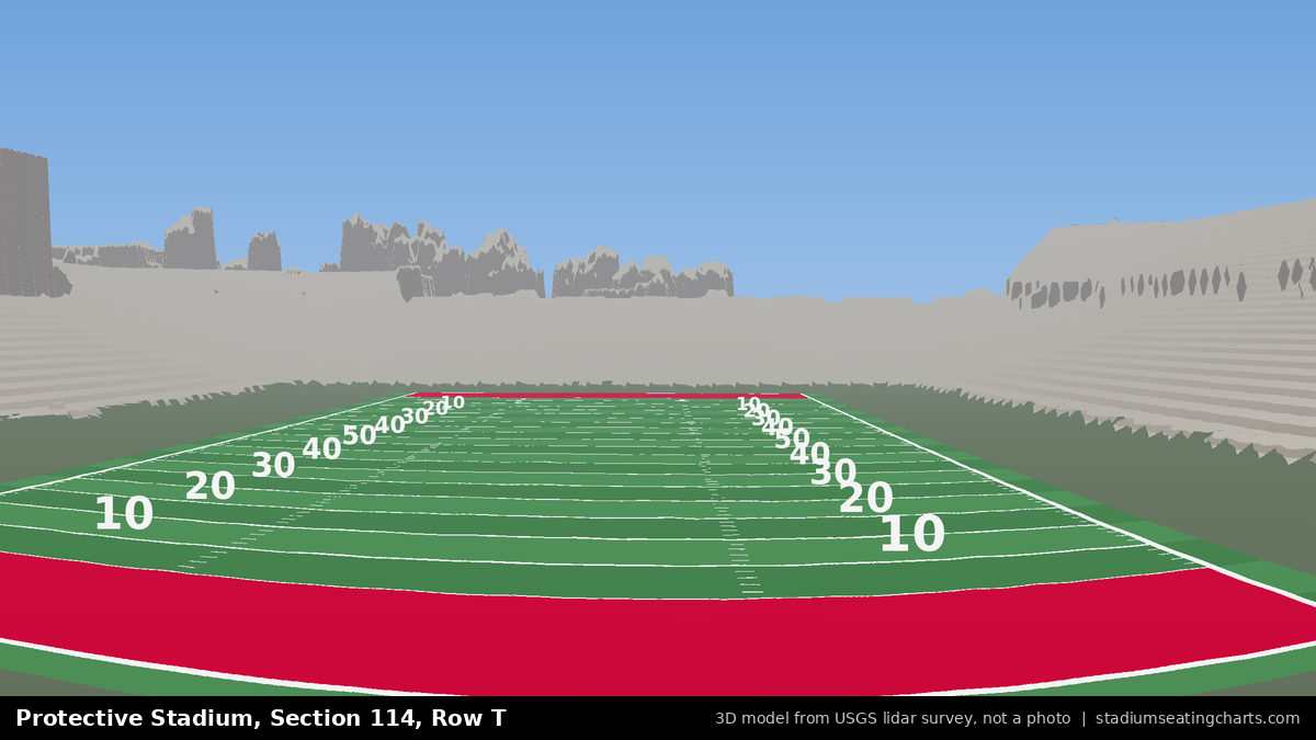 View from Protective Stadium Section 114, Row T, looking toward the field