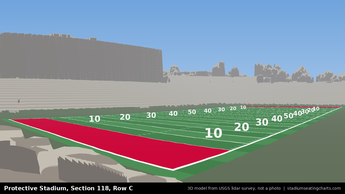 View from Protective Stadium Section 118, Row C, looking toward the field