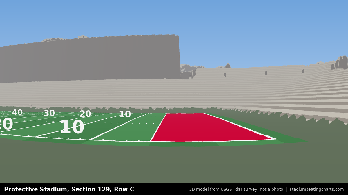 View from Protective Stadium Section 129, Row C, looking toward the field