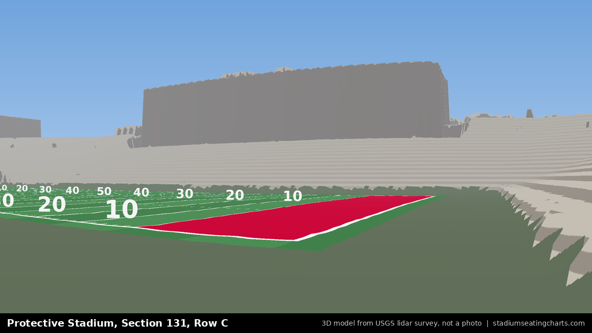 View from Protective Stadium Section 131, Row C, looking toward the field