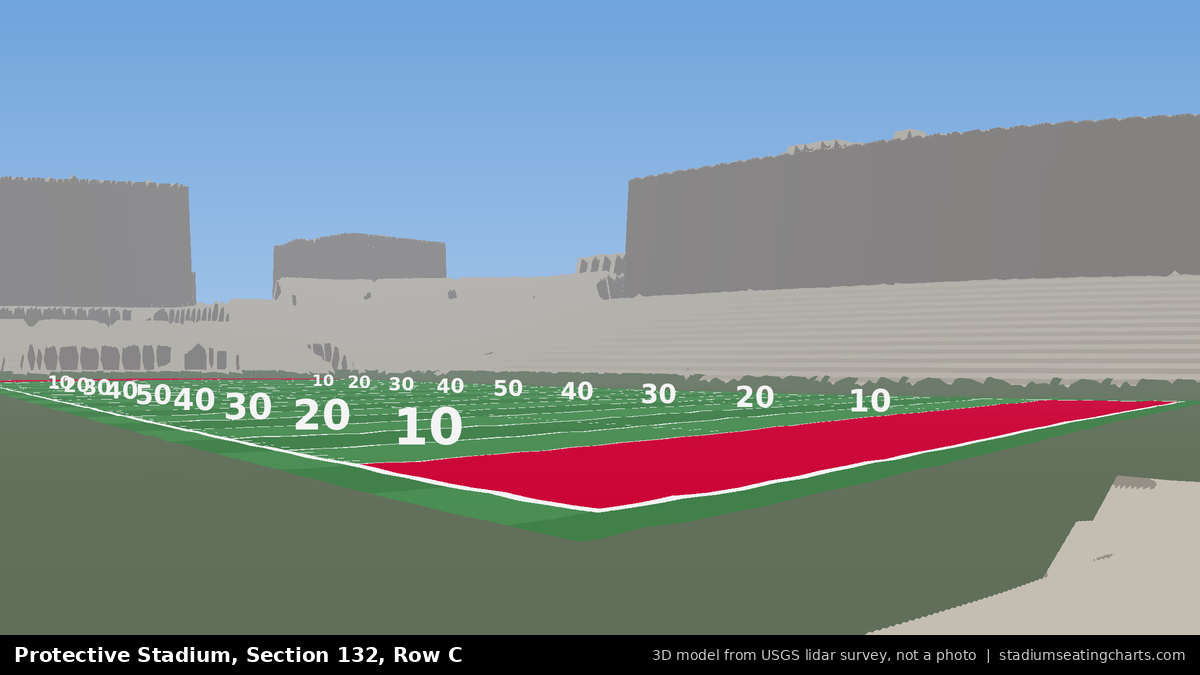 View from Protective Stadium Section 132, Row C, looking toward the field