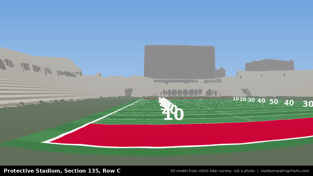 View from Protective Stadium Section 135, Row C, looking toward the field