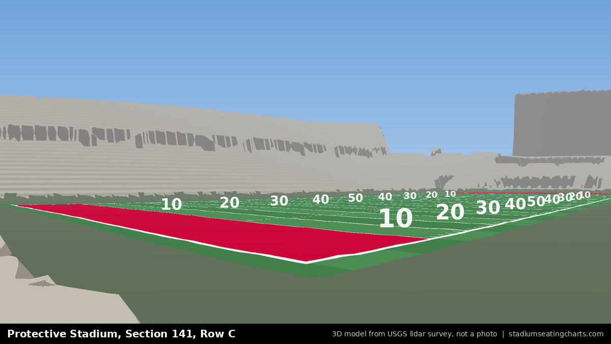 View from Protective Stadium Section 141, Row C, looking toward the field